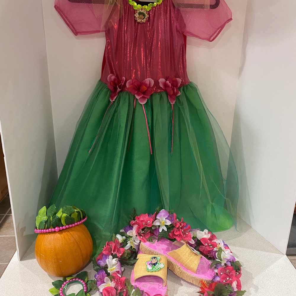 Disney LILO (& Stitch) pink and green dress with matching accessories